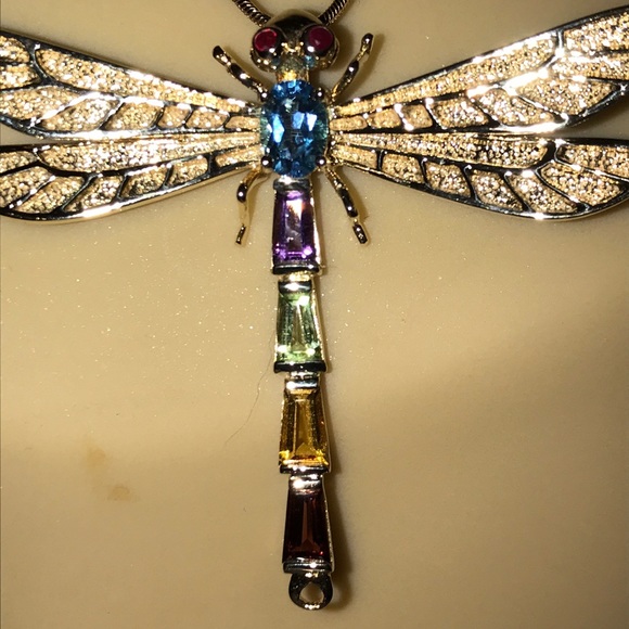 ? Jewelry - Vintage 14k multi gem Dragonfly Brooch/Pendant